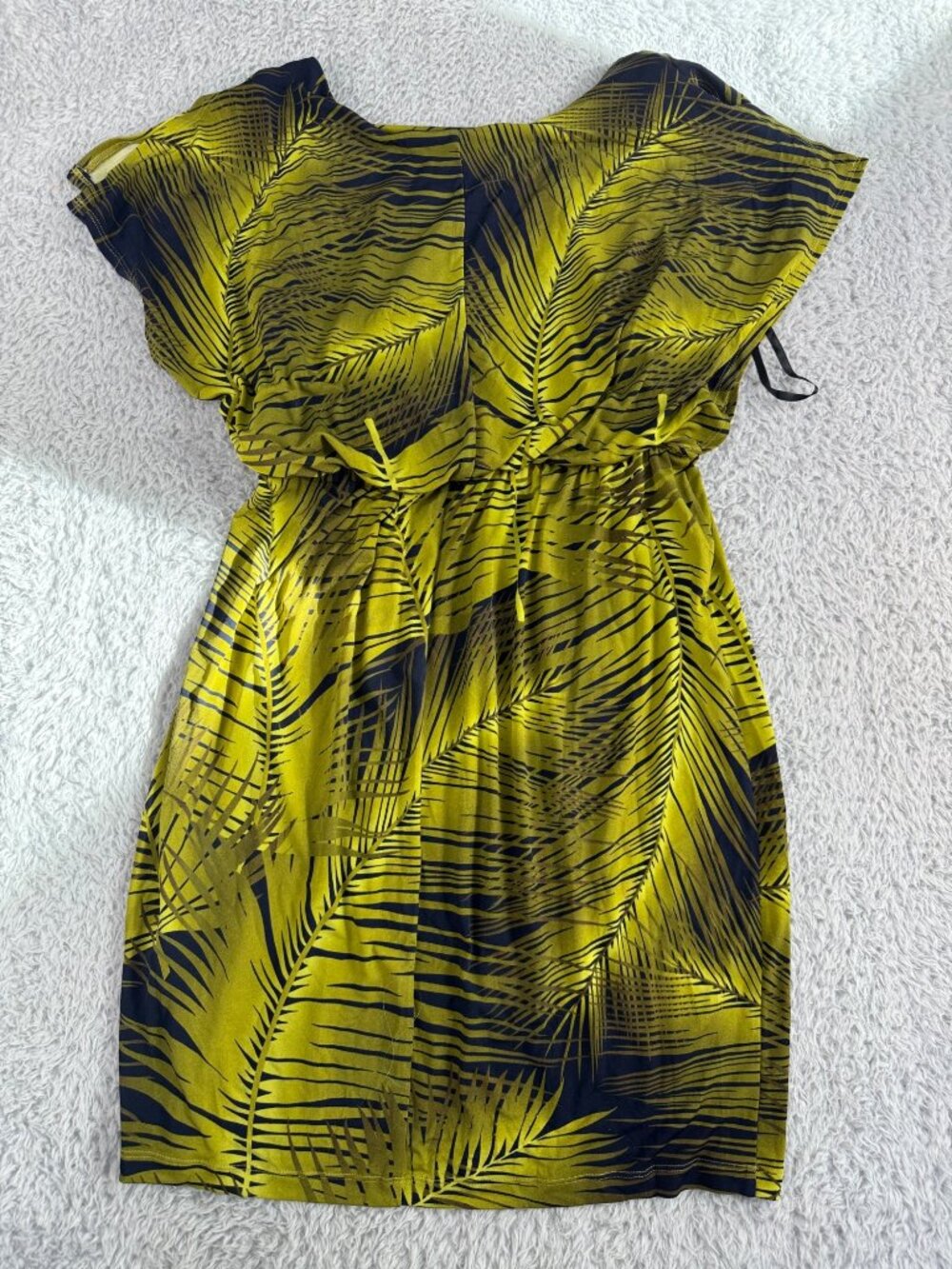 Valerie Bertinelli Womens Tropical Palm Print Dress 8 Yellow & Black Travel - Picture 12 of 16